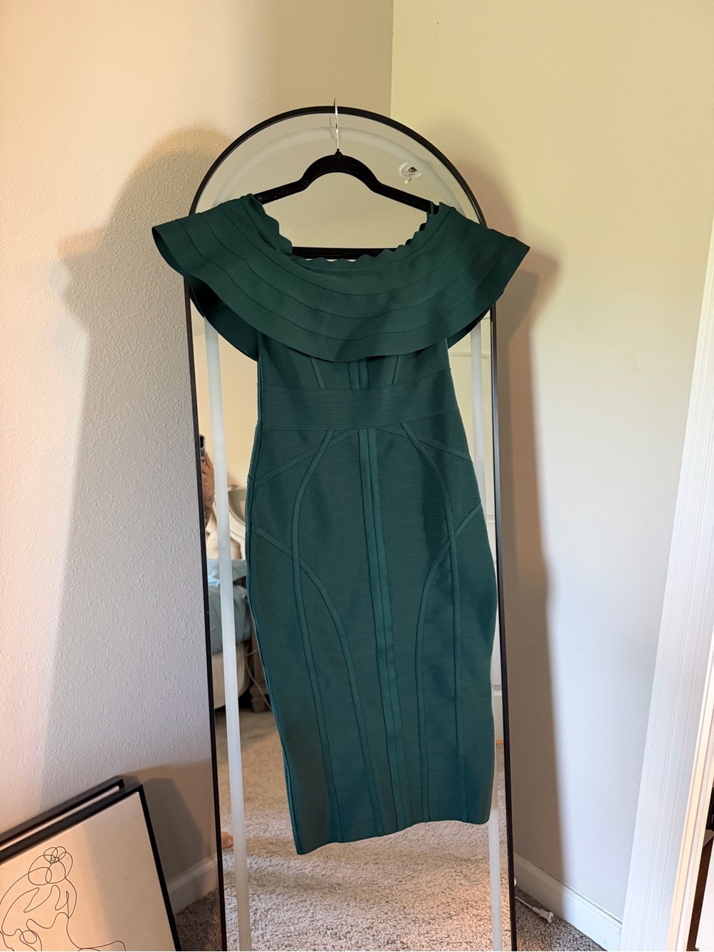 SHEIN Off-Shoulder Green Bandage Dress